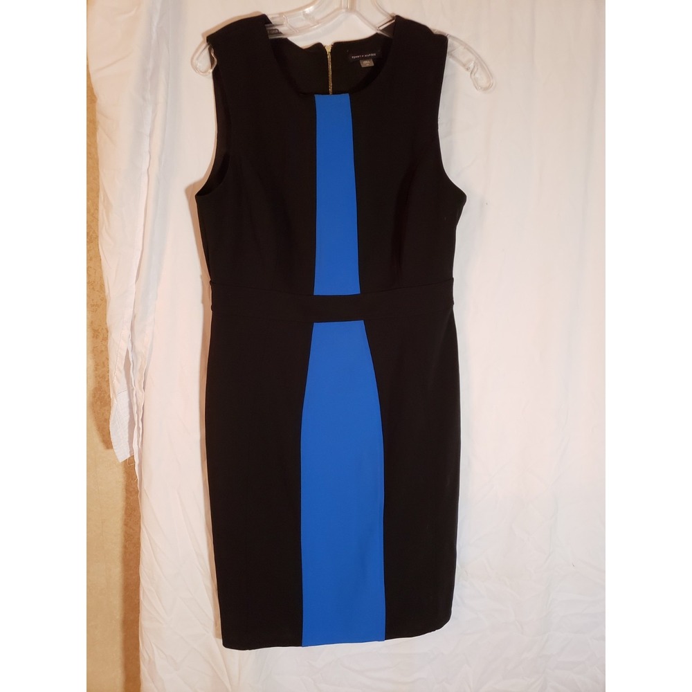 Women's Tommy Hilfiger Black And Blue Sleeveless Dress Size 10